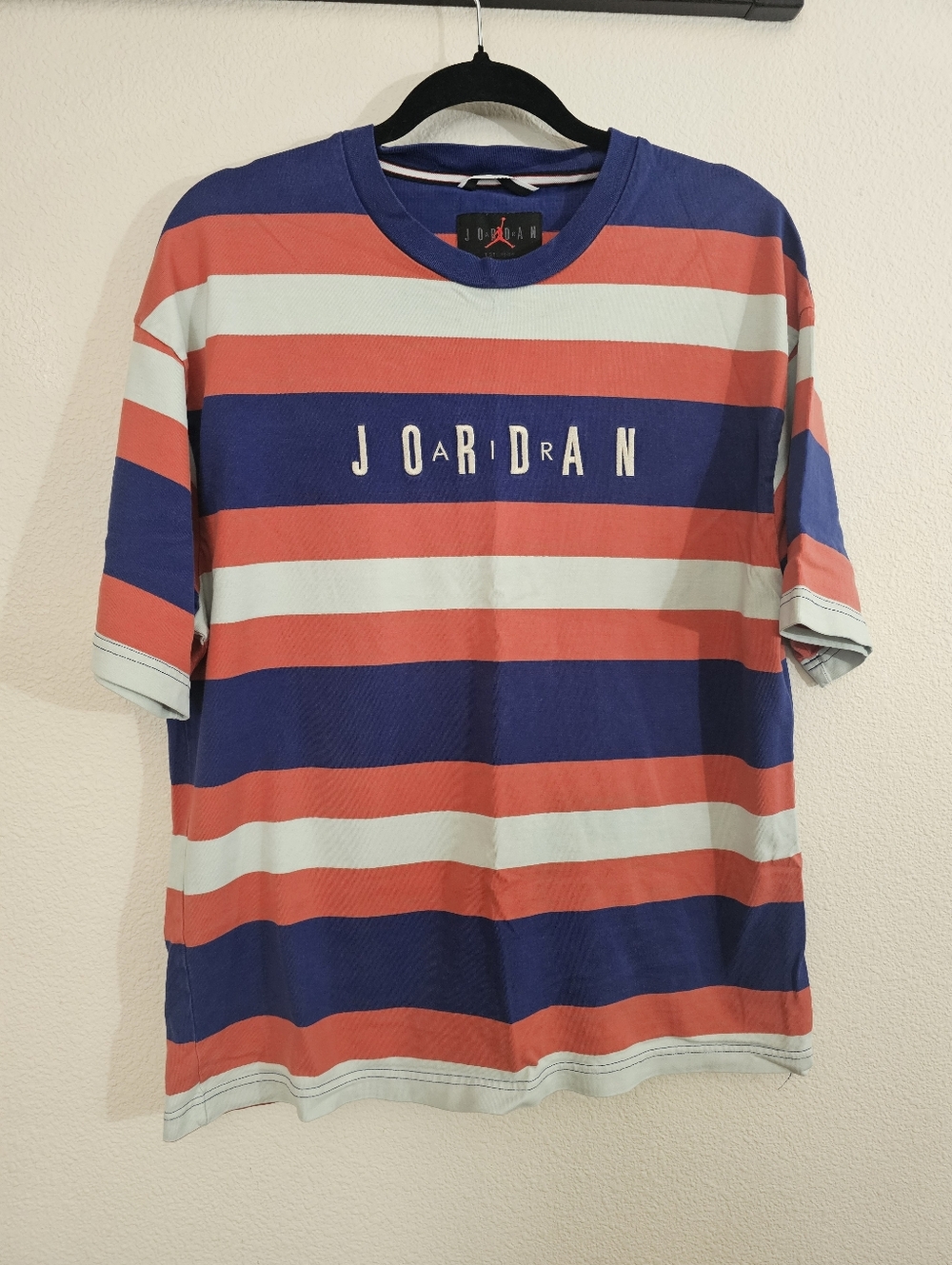 Jordan Men's Short Sleeve Tee Navy Blue and Red